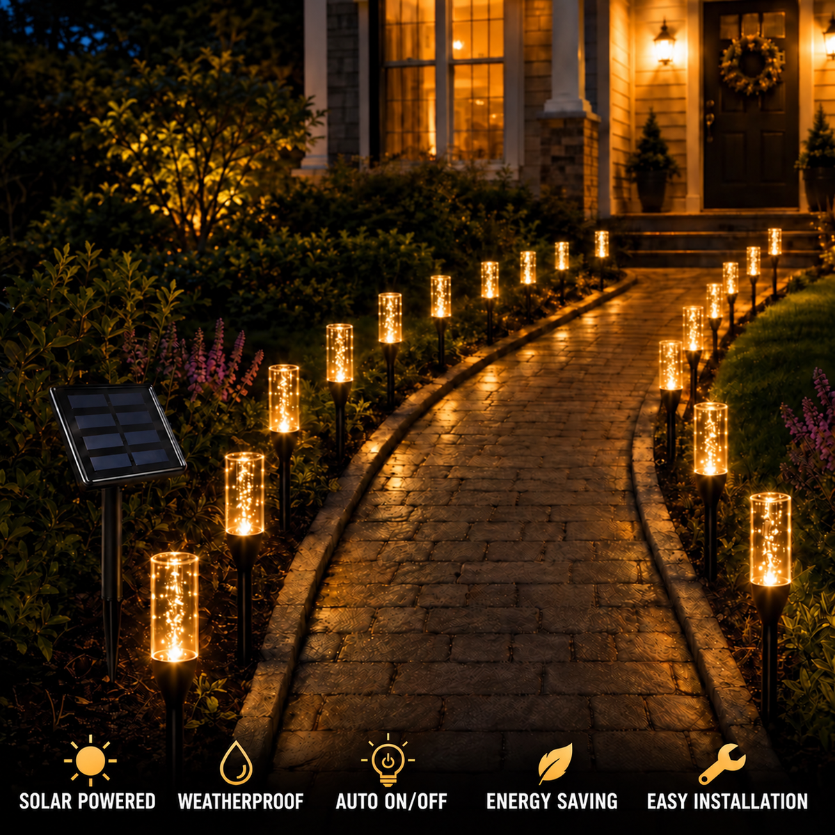 Solar Powered Crystal Column Pathway Lights