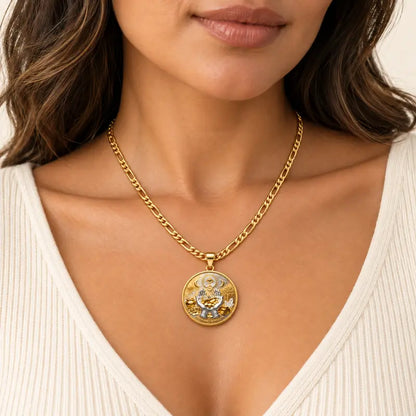 💰14K Abundance & Wealth Double-Sided Coin Figaro Chain Necklace🌟