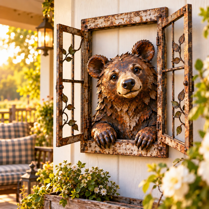 🪟Rustic Peek-A-Boo Animal Window Iron Wall Art🌿