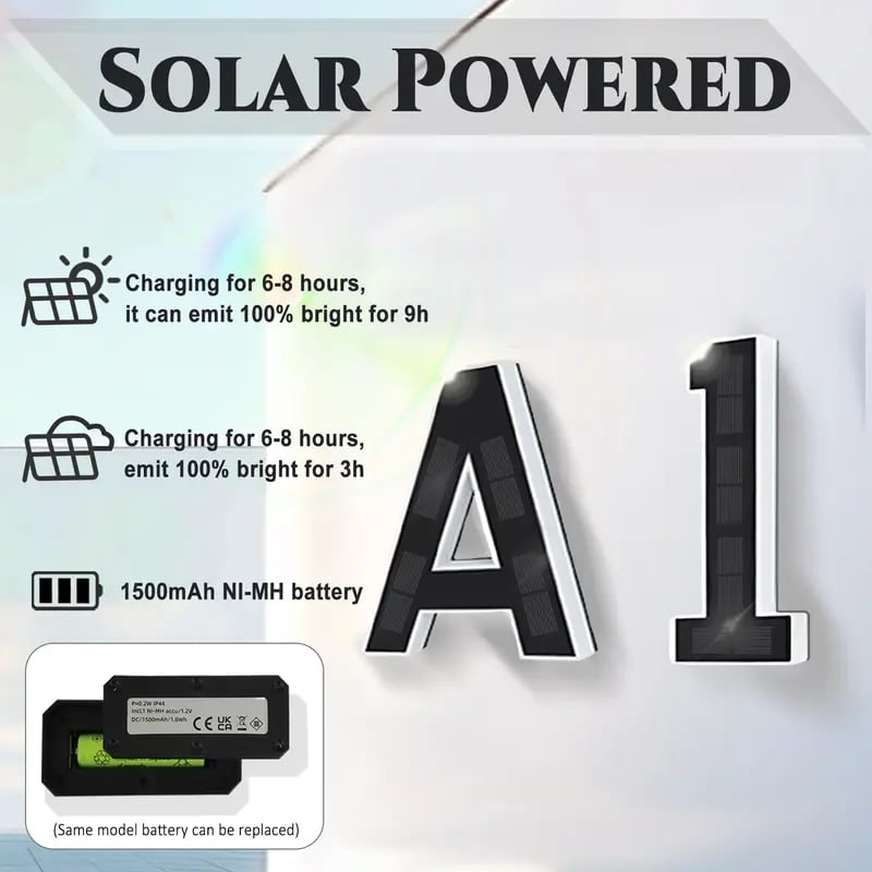 Solar Lighted Address Sign – Waterproof Modern Numbers for Outdoor Decor