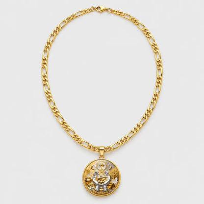 💰14K Abundance & Wealth Double-Sided Coin Figaro Chain Necklace🌟