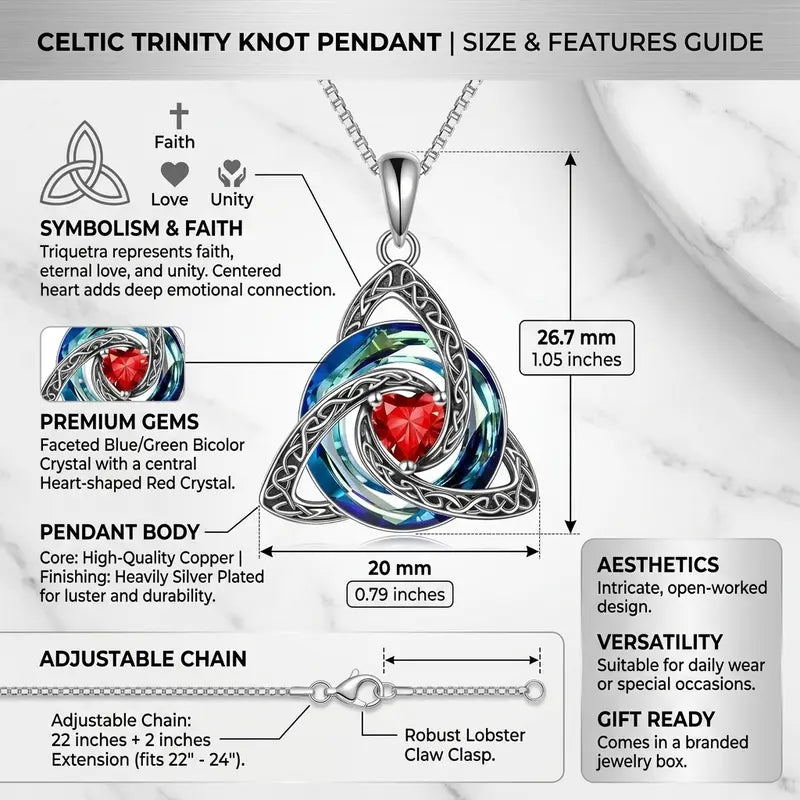 💎Trinity Knot Birthstone Pendant Necklace