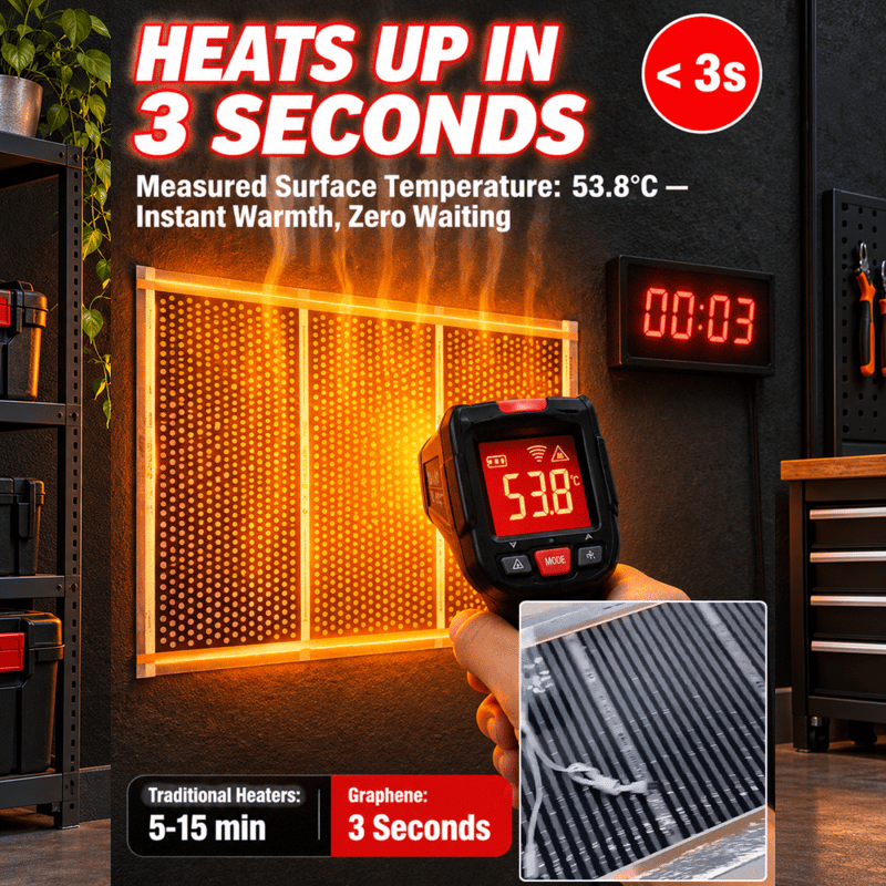 【3-Second Instant Heating】Honeycomb Graphene Far-Infrared Carbon Crystal Wall Heater