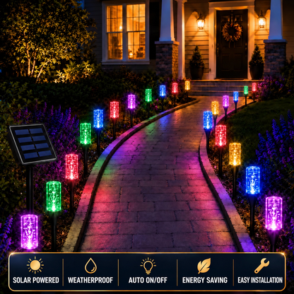 Solar Powered Crystal Column Pathway Lights