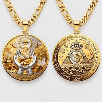 💰14K Abundance & Wealth Double-Sided Coin Figaro Chain Necklace🌟