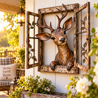 🪟Rustic Peek-A-Boo Animal Window Iron Wall Art🌿