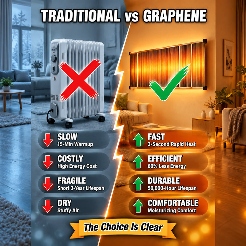 【3-Second Instant Heating】Honeycomb Graphene Far-Infrared Carbon Crystal Wall Heater