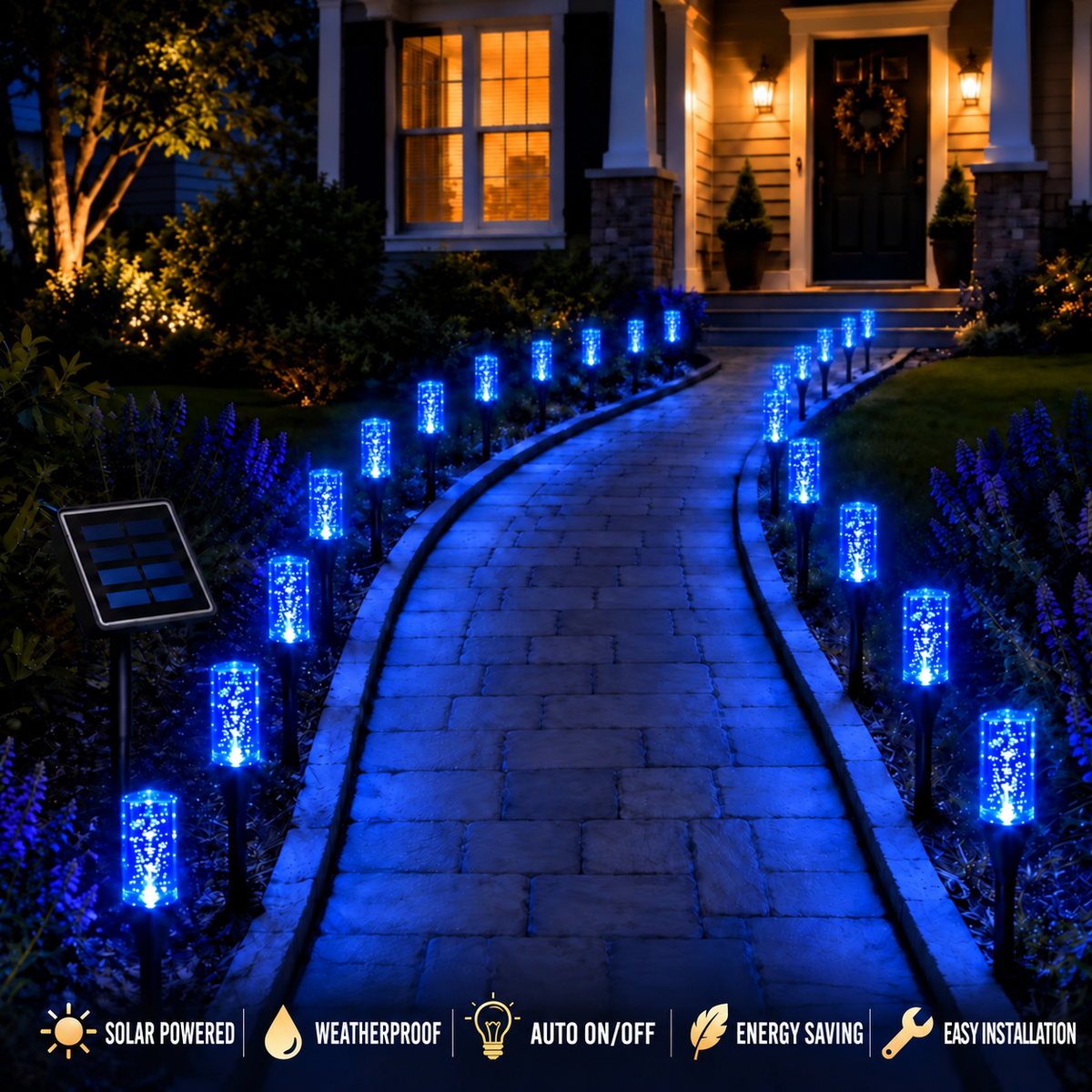 Solar Powered Crystal Column Pathway Lights