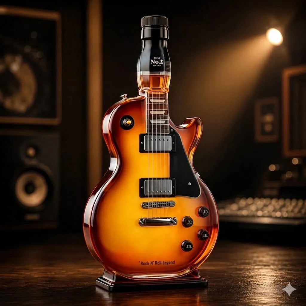 🔥Christmas: (The Best Gift for Dad)―Appetite for Rock: Vintage Sunburst Guitar Figurine Spirit Bottle