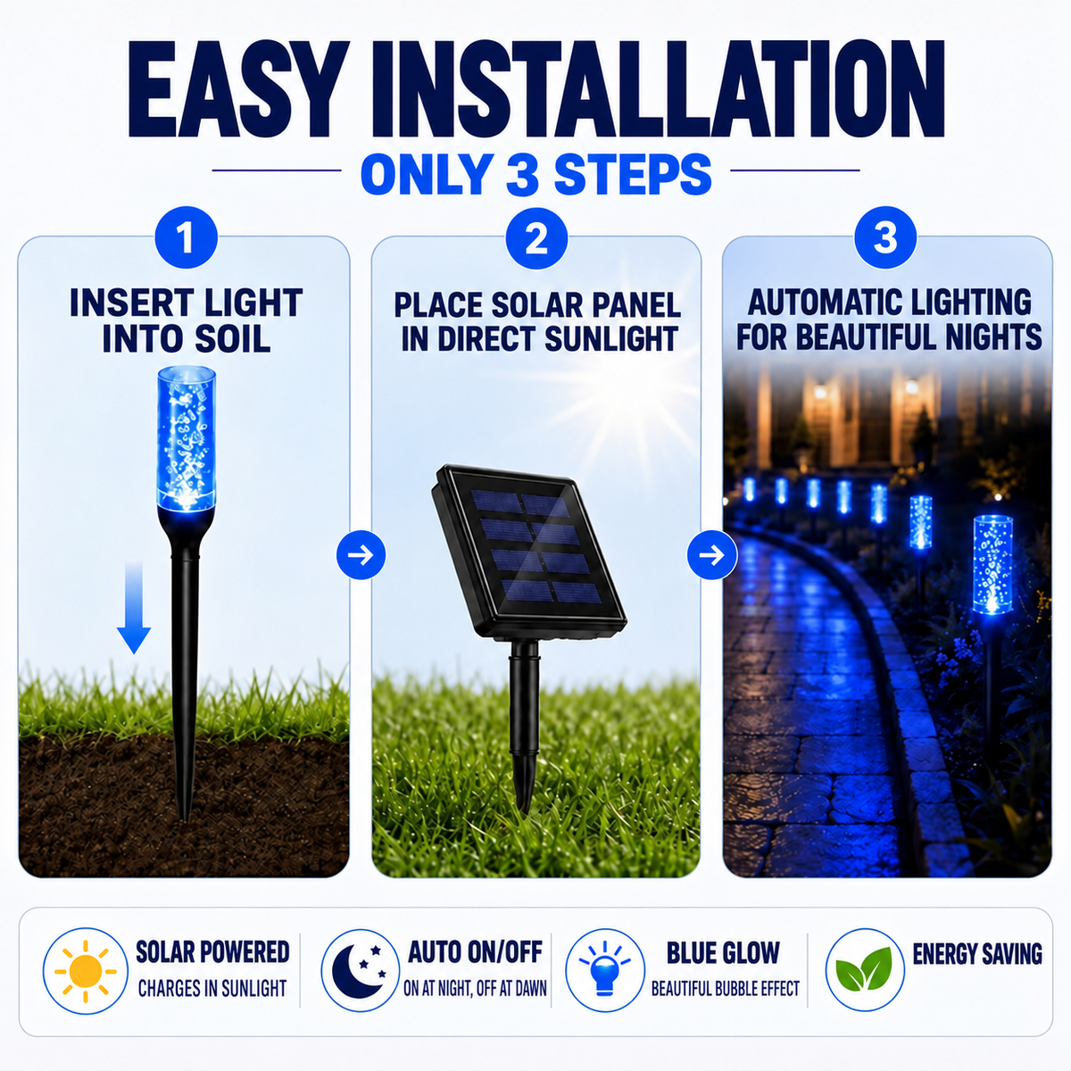 Solar Powered Crystal Column Pathway Lights