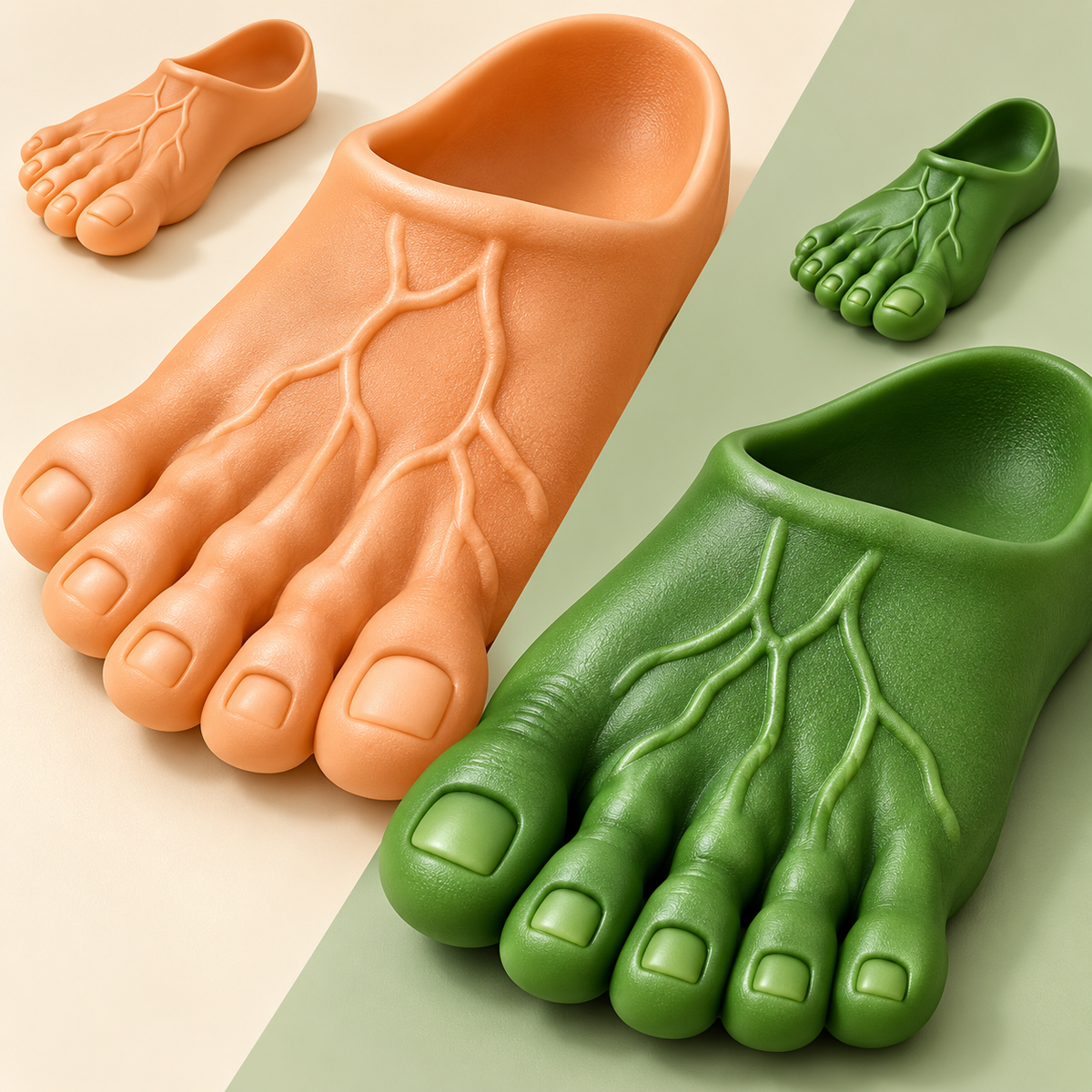 👣Giant Toe Slippers – Funny Realistic Foot Slides