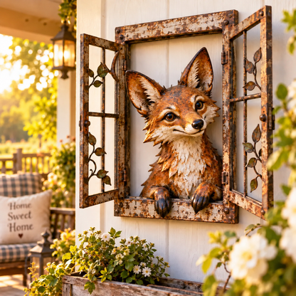 🪟Rustic Peek-A-Boo Animal Window Iron Wall Art🌿