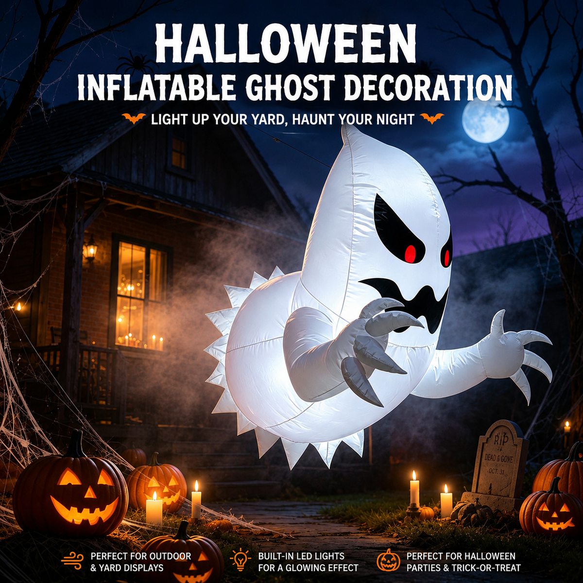 Spooky Inflatable Ghost Halloween Decoration