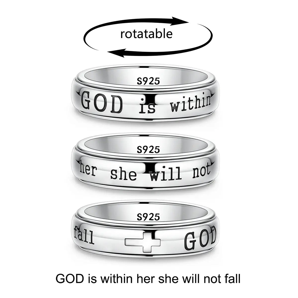 Women's 925 Silver-Plated Spinner Ring