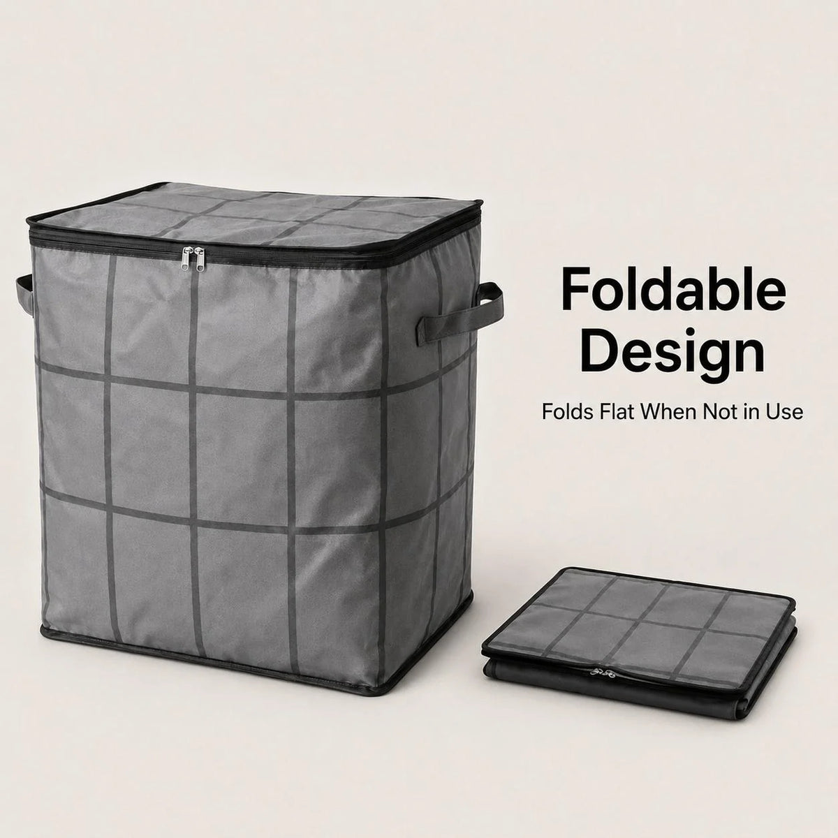 Large-Capacity Zippered Fabric Storage Bag for Clothes & Bedding