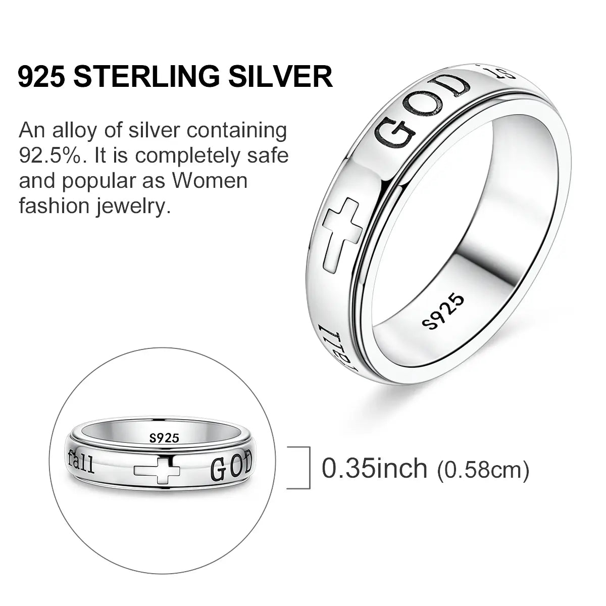 Women's 925 Silver-Plated Spinner Ring