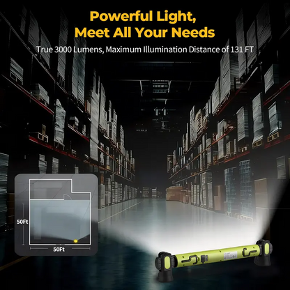 3000LM LED Under Hood Work Light Bar With Magnetic Mount & Rechargeable Battery