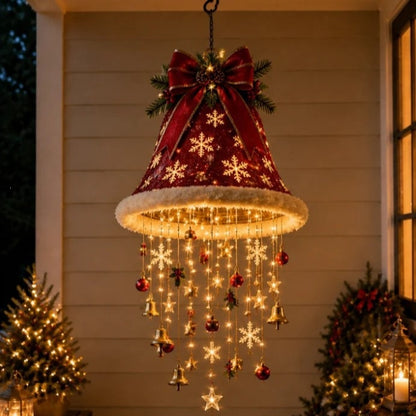 🎄 Lighted Christmas Hanging Chandelier – Tree & Santa Hat Holiday Décor
