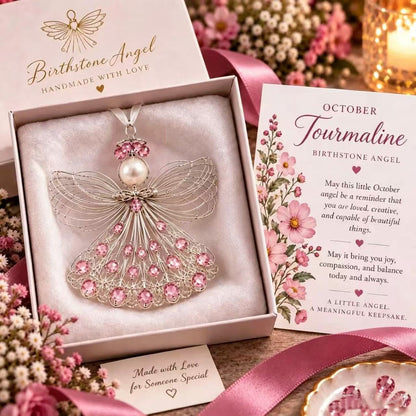 ⏳ 49% Off – 👼handmade Birthstone Angel Wire Ornament |12 Meaningful Birthstone Colors With Keepsake Card ✨