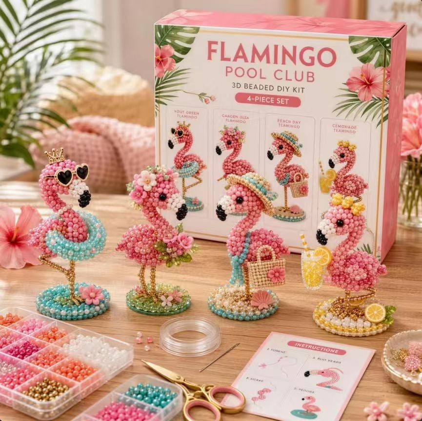 3D Beaded Cat DIY Kit – Adorable 4-Piece Handmade Cat Craft Set