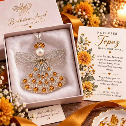 ⏳ 49% Off – 👼handmade Birthstone Angel Wire Ornament |12 Meaningful Birthstone Colors With Keepsake Card ✨