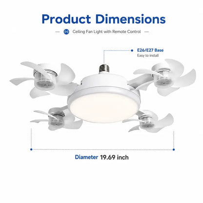 Foldable LED Ceiling Fan Light with Remote