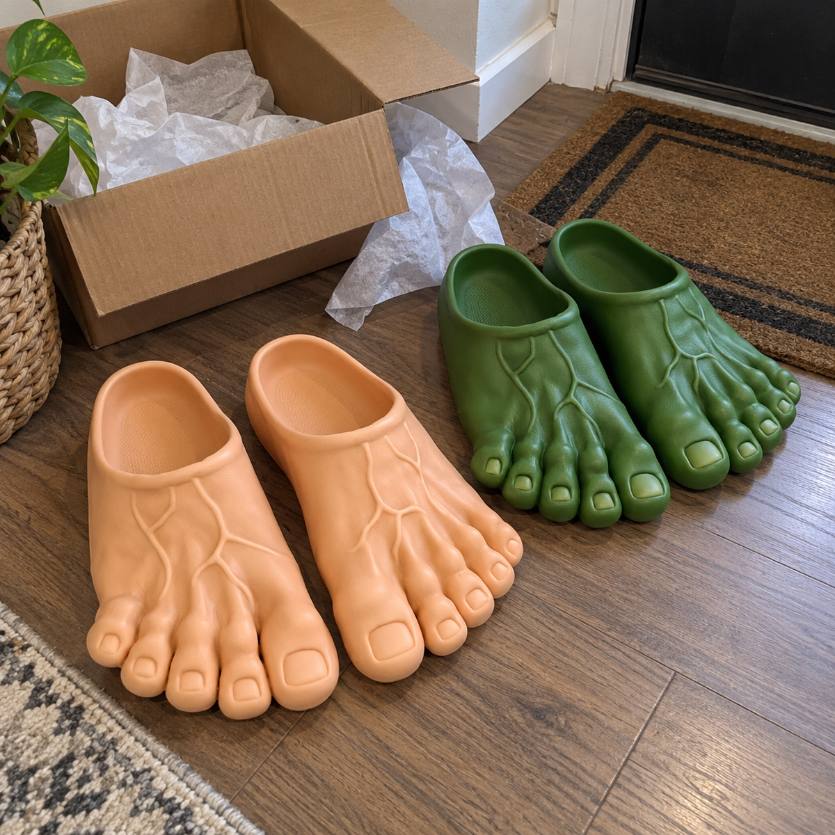 👣Giant Toe Slippers – Funny Realistic Foot Slides