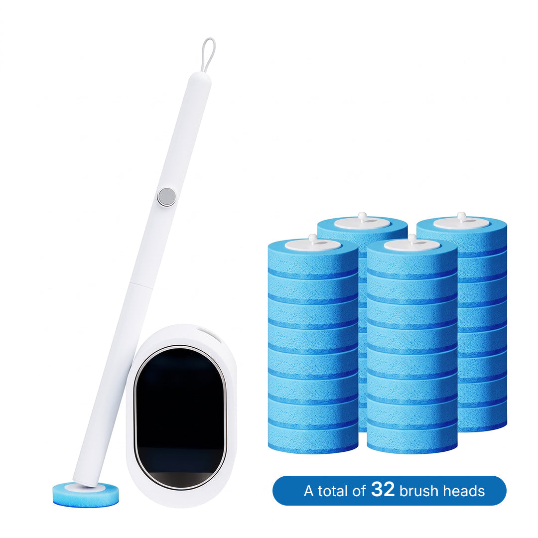 Disposable Toilet Brush Kit, No-Touch Toilet Cleaner with 32 Refill Heads