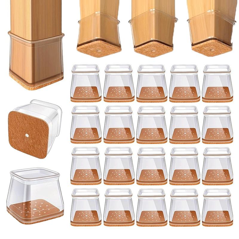 Clear chair leg protectors for square and round furniture legs