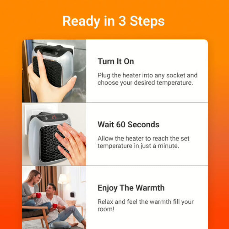 WellHeater 800W Ceramic Plug-In Heater with Remote