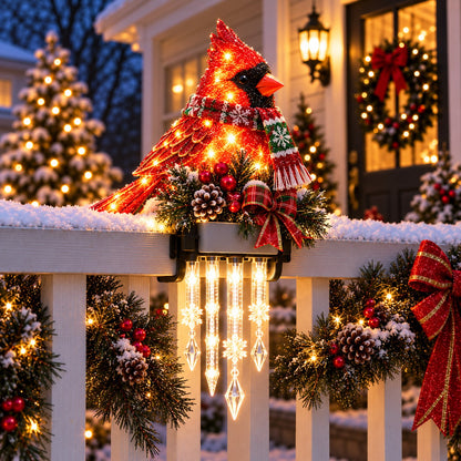 🎄 Christmas Character Railing Lights — Warm LED Icicle Glow For Magical Holiday Porch Decor🔔