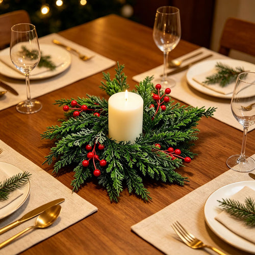 Draping Juniper Candle Ring | Large