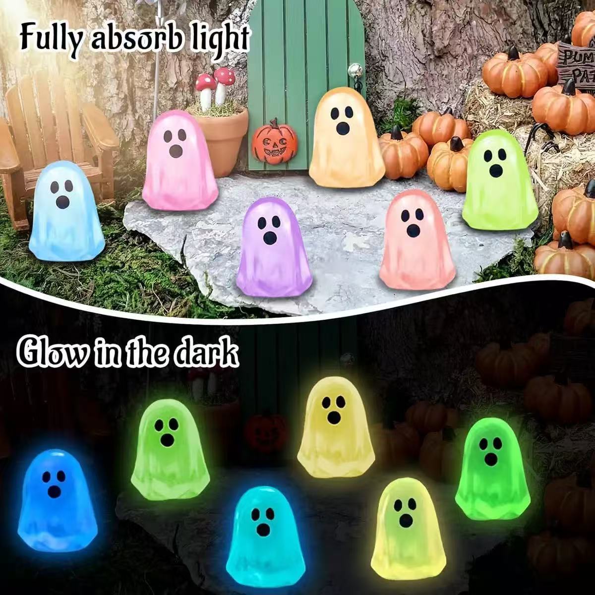 Glow-in-the-Dark Ghost Resin Charms
