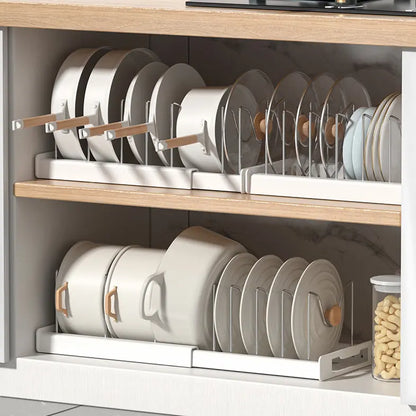 Adjustable 7-Slot Pot Lid & Bakeware Organizer Rack