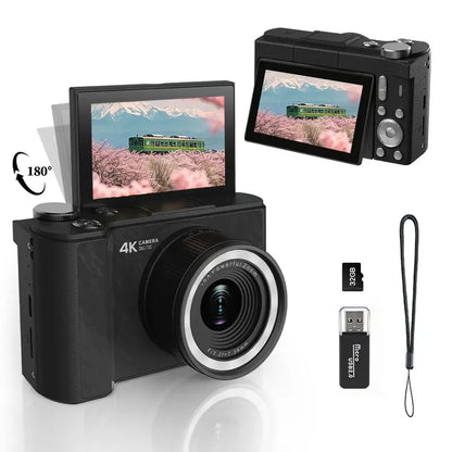 2026 Digital Vlogging Camera with Flip Screen & 32GB SD Card