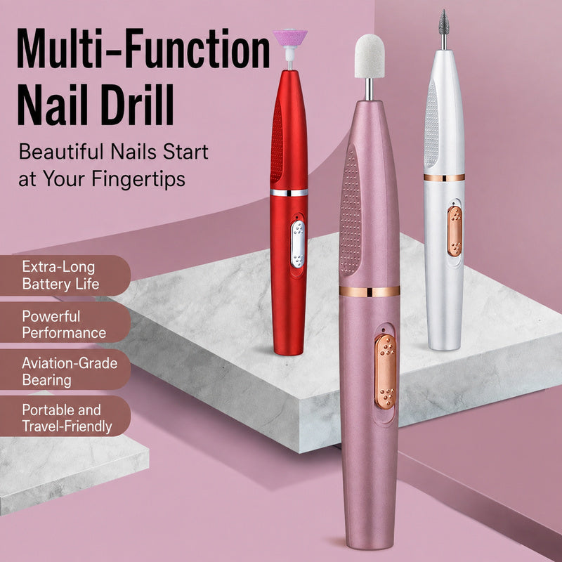 Cordless Rechargeable Electric Nail Drill Kit with Bits & Sanding Bands