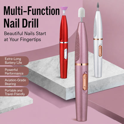 Cordless Rechargeable Electric Nail Drill Kit with Bits & Sanding Bands
