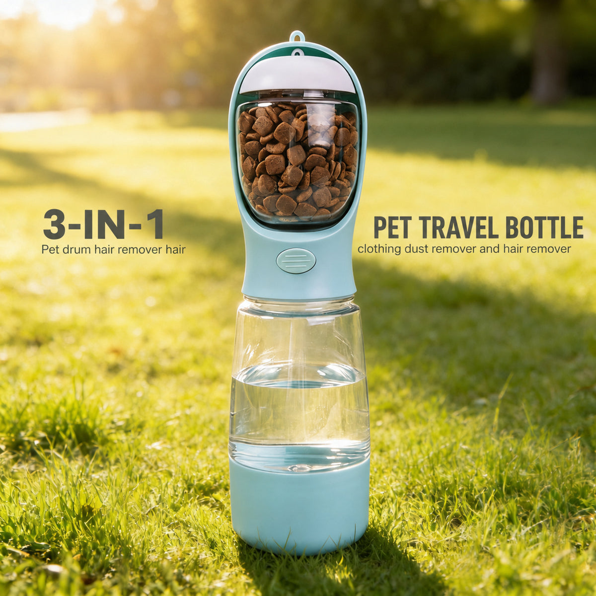 3-in-1 Leak-Proof Pet Travel Water Bottle with Food & Poop Bag Storage