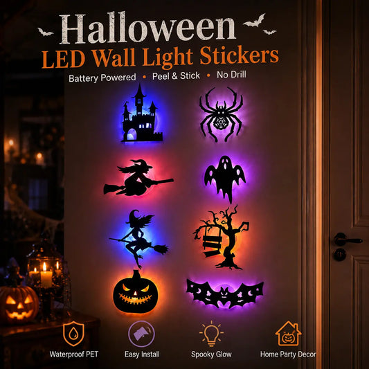 Halloween LED Silhouette Wall Light Stickers for Home Window Door Party