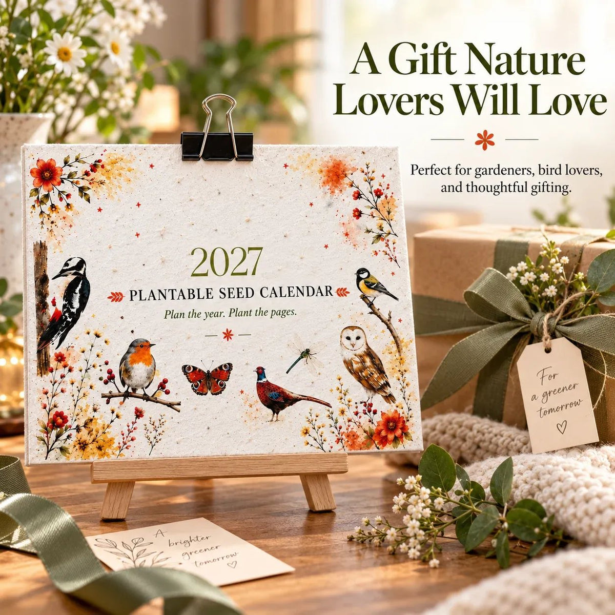 2027 Plantable Seed Calendar – Nature-Inspired Monthly Calendar with Seed Paper Pages