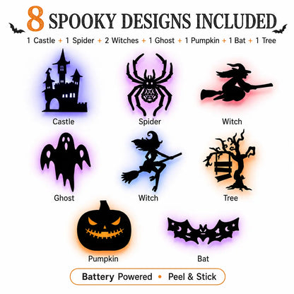 Halloween LED Silhouette Wall Light Stickers for Home Window Door Party