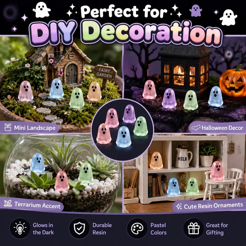 Glow-in-the-Dark Ghost Resin Charms
