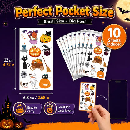 Glow-in-the-Dark Halloween Temporary Tattoos – Waterproof Cartoon Skin Stickers for Kids & Adults, Costume Party & Dress-Up