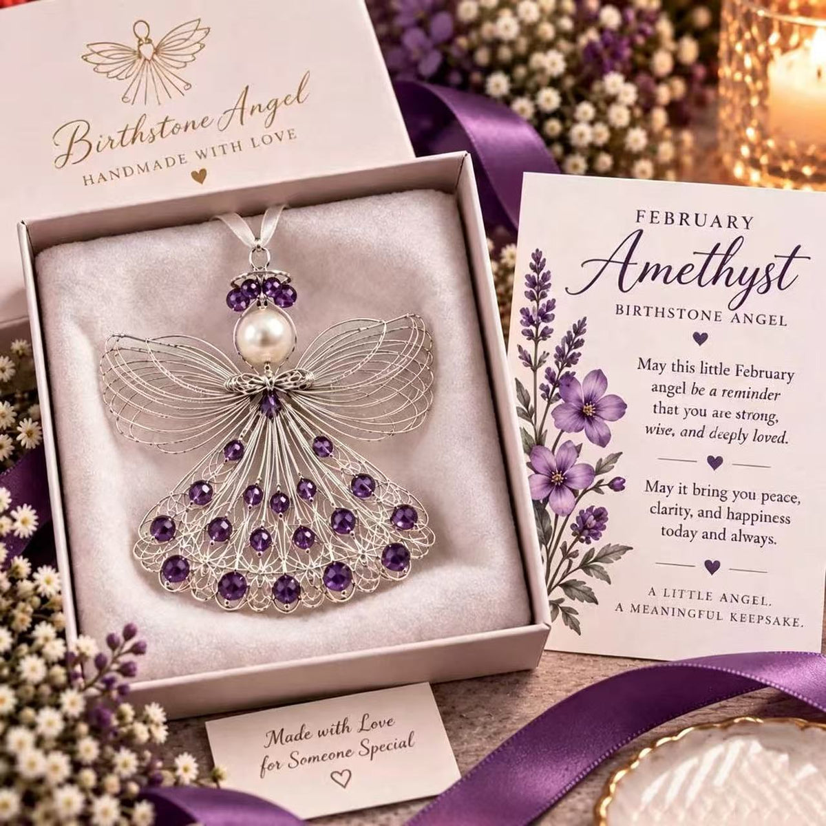 ⏳ 49% Off – 👼handmade Birthstone Angel Wire Ornament |12 Meaningful Birthstone Colors With Keepsake Card ✨