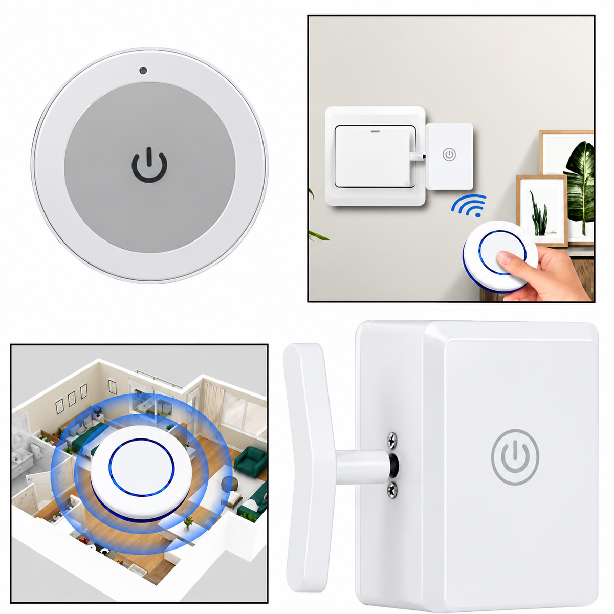 🔥2 In 1 Wireless Intelligent Button Lazy Remote Control Switch Light On Panel