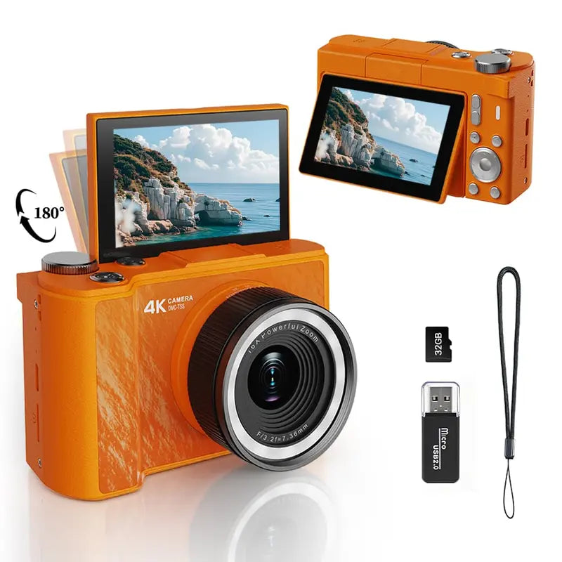2026 Digital Vlogging Camera with Flip Screen & 32GB SD Card