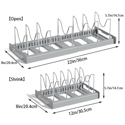 Adjustable 7-Slot Pot Lid & Bakeware Organizer Rack