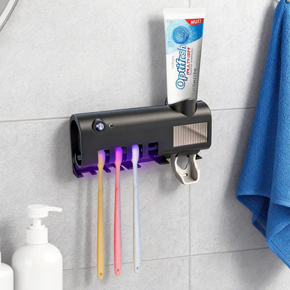 4-Slot Sanitizing Toothbrush Holder with Smart Sensor & Toothpaste Dispenser