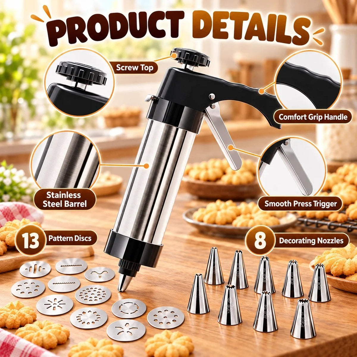 🍪Stainless Steel Cookie Press & Decorating Kit