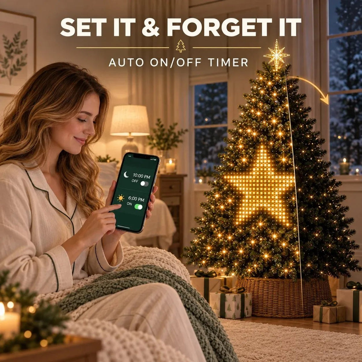 🔥SALE 🎄Smart Animated Christmas Tree Lights – App-Controlled LED Effects